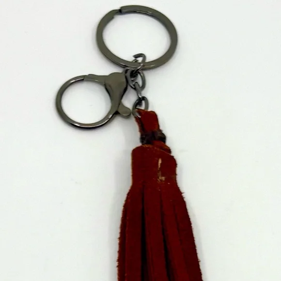NEW Suede Soft Leather Tassel Keychain Bag Charm 10” Lengh - Picture 4 of 4